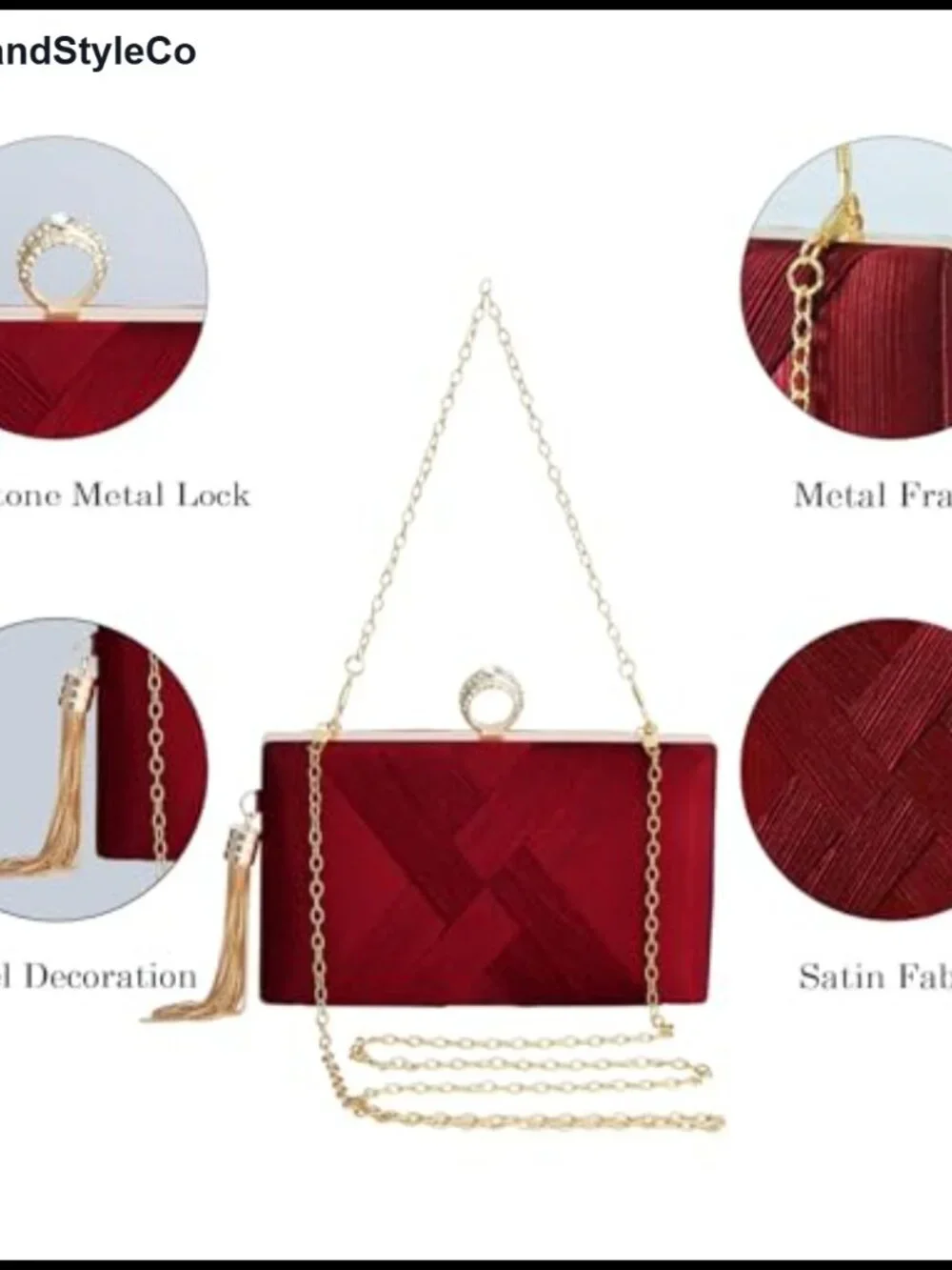 Silk Satin Beaded Tassel Evening Clutch Crossbody Wedding Party Bag
